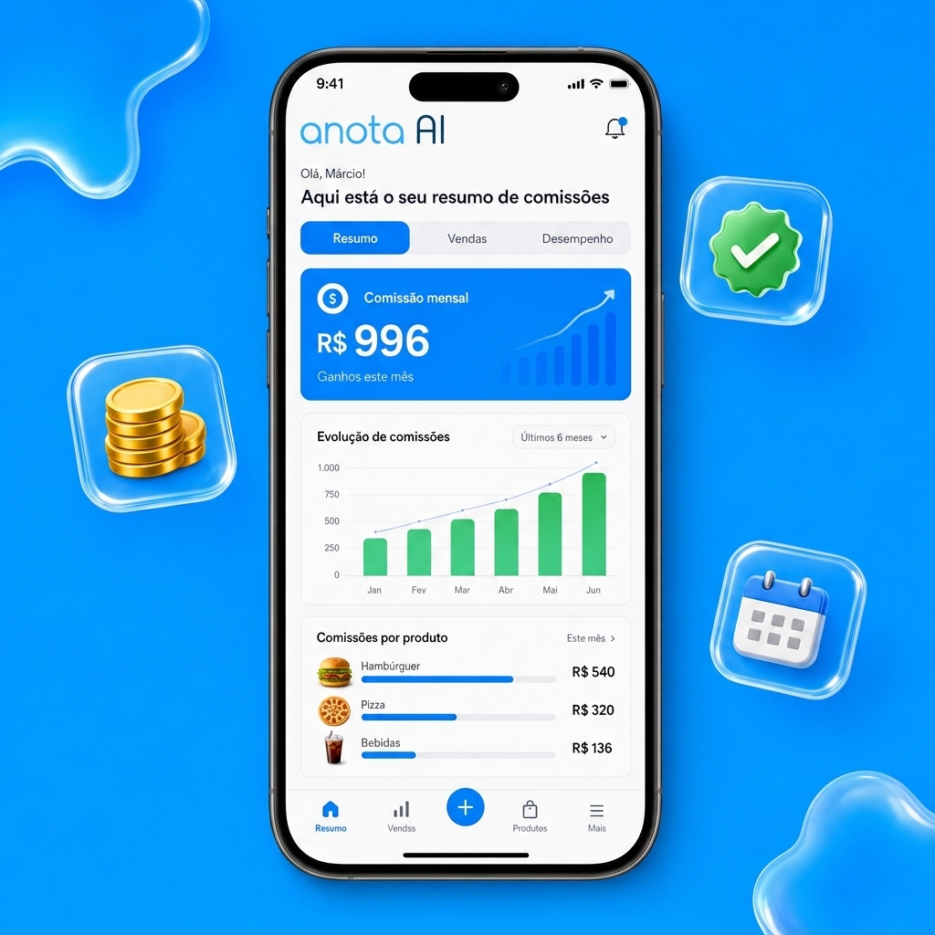 Dashboard de comissoes e ganhos recorrentes