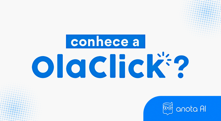 Texto com o logo em azul da Olaclick