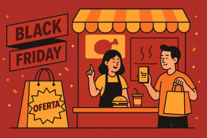 imagem ilustrada em vermelho e cores quentes que mostra como vender mais sem abaixar o preço na black friday